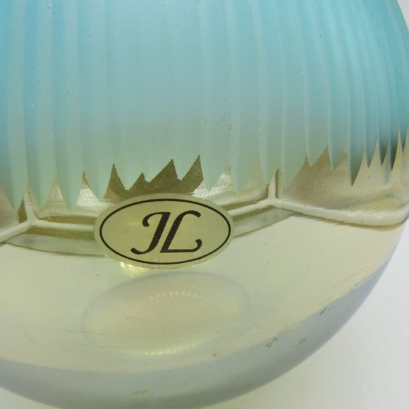ART DECO STYLE GLASS VASE.  7 1/2" TALL 25" AROUND. MARKED JL. - Picture 2 of 4
